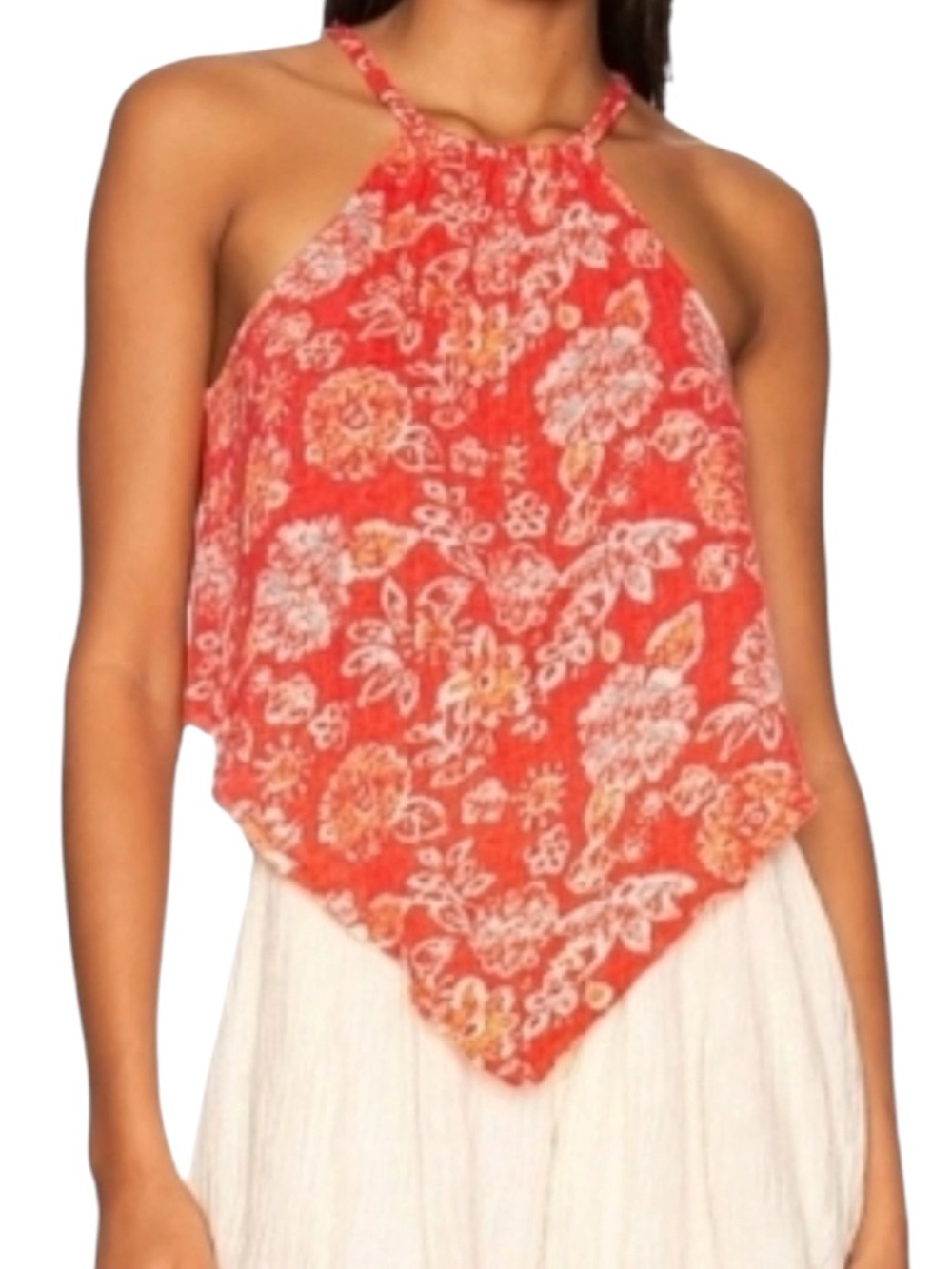FREE PEOPLE We The Free Paisley Halter Handkerchief Top Small Flowy